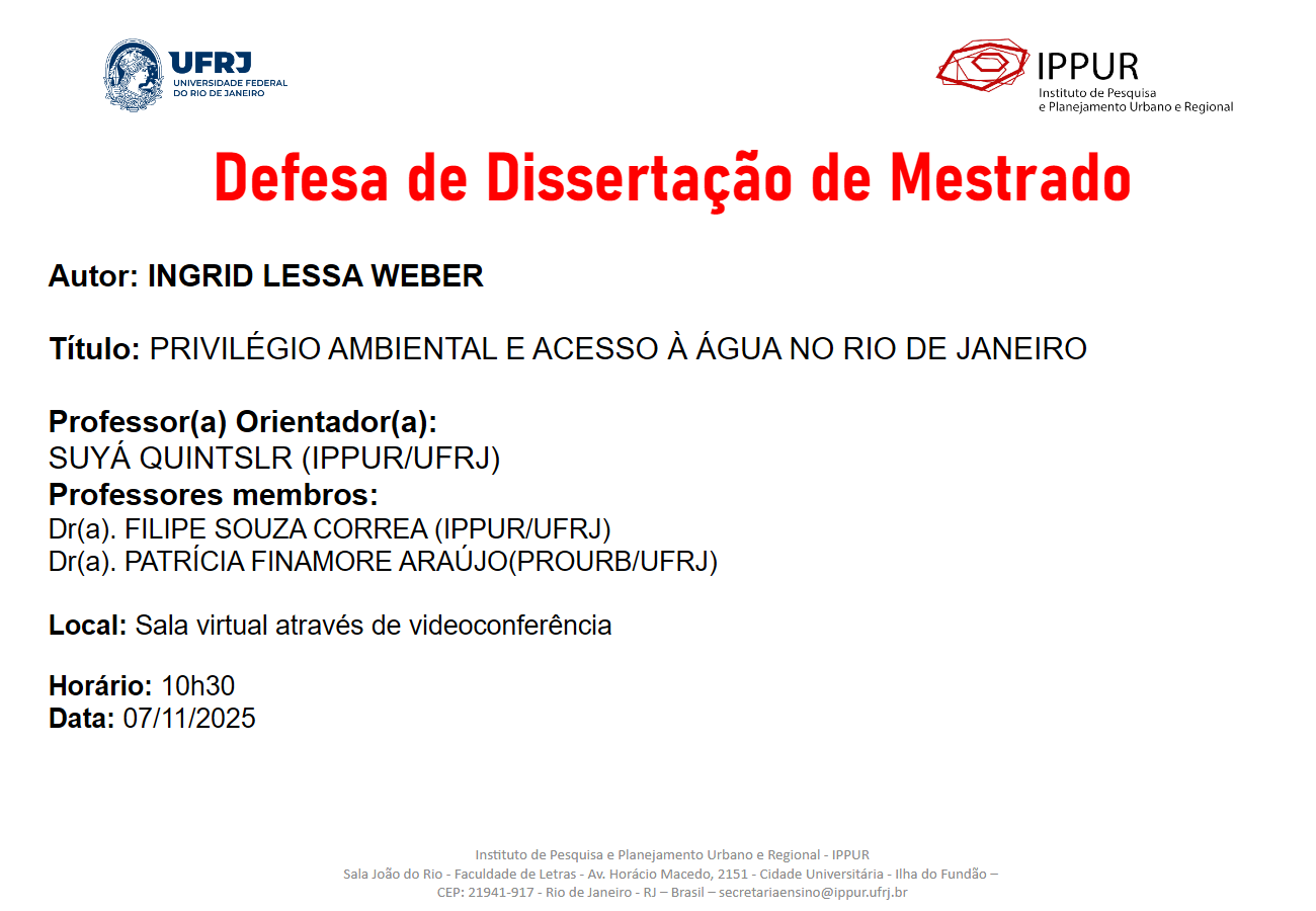 Defesa de Dissertação Mestrado – Ingrid Lessa